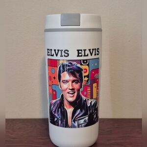 🪻3/$25 Elvis Presley insulated travel 20oz mug tumbler white grey lid